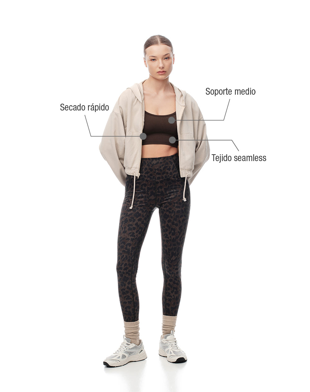 Top + biker deportivo chocolate mujer