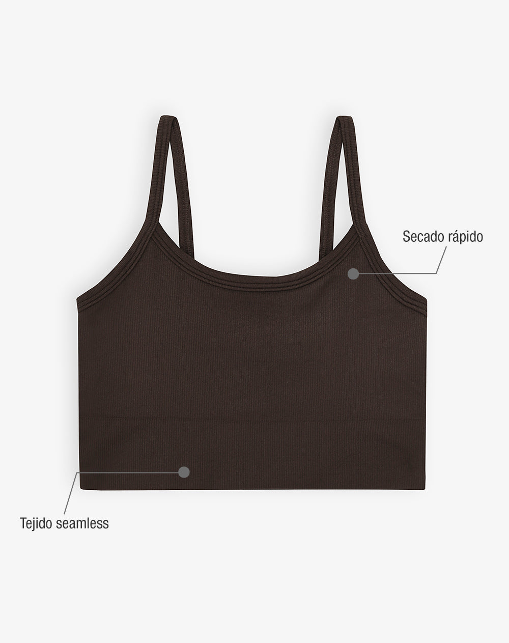 Top deportivo soporte medio seamless chocolate mujer