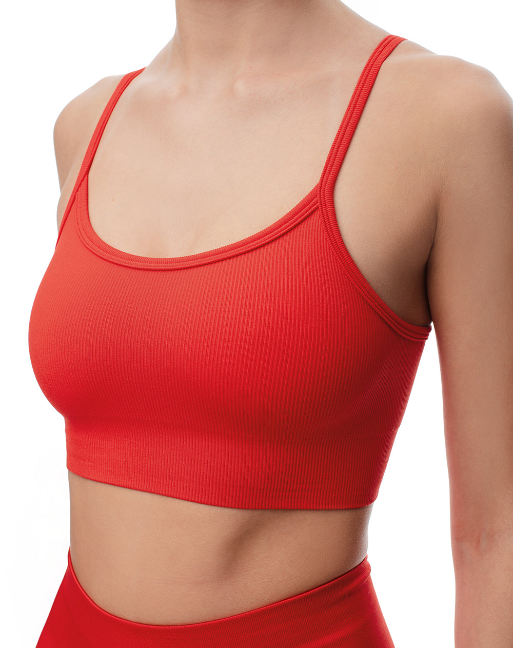 Top en tiras delgadas soporte medio rojo brillante