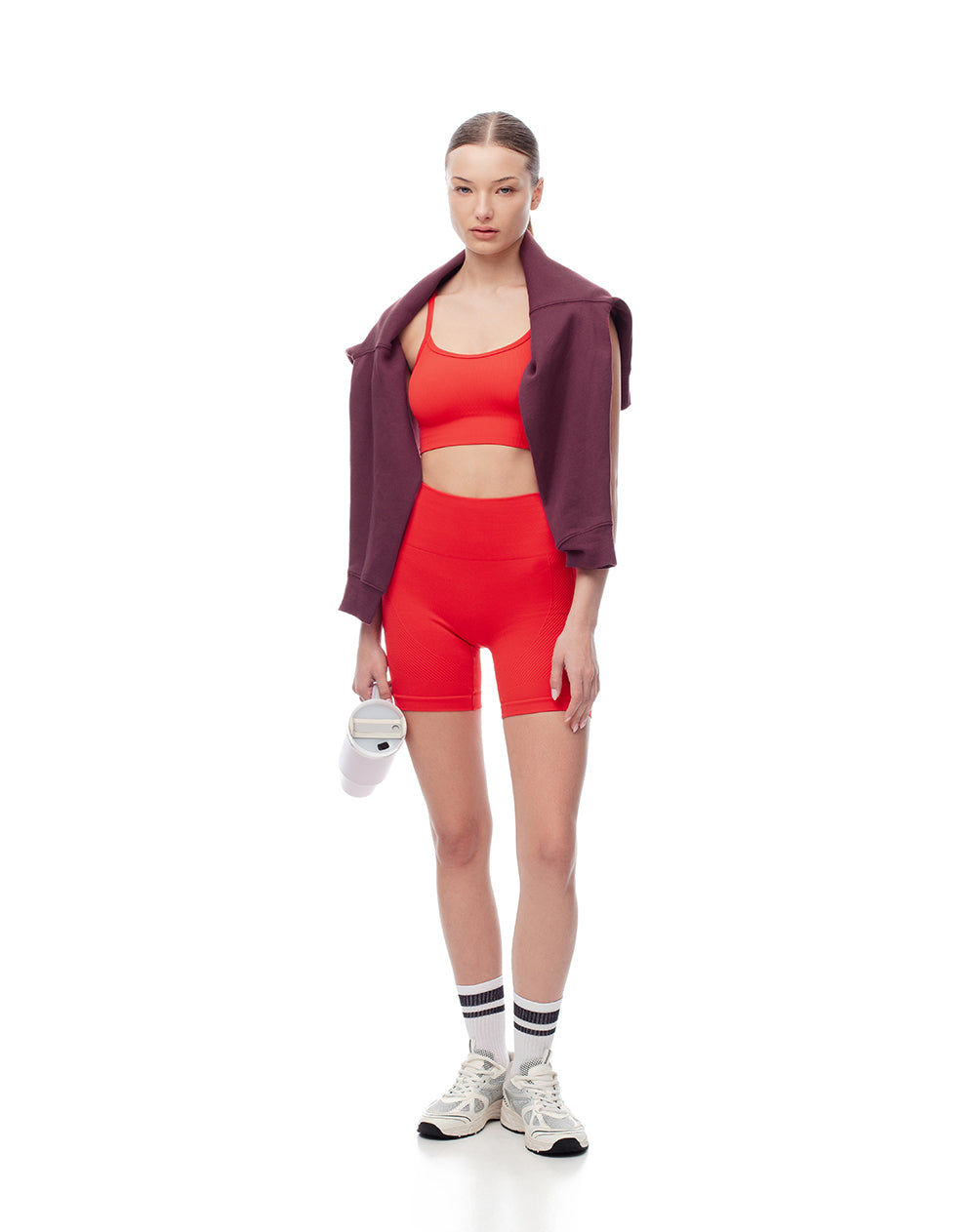 Top en tiras delgadas soporte medio rojo brillante