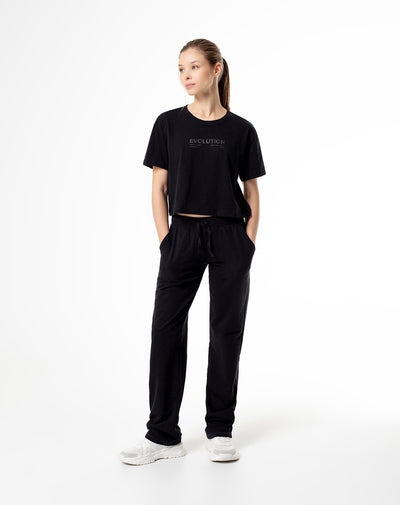 Jogger algodón sostenible negro para mujer