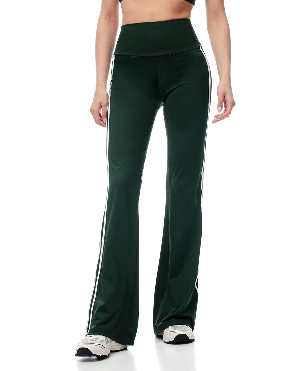 Pantalón slim tiro alto verde mujer
