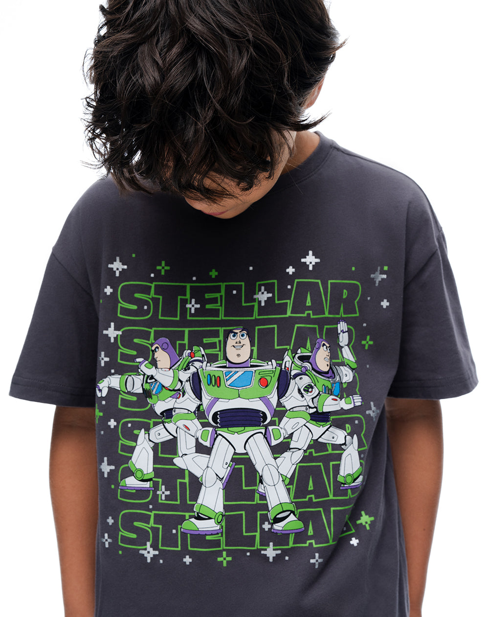 Camiseta regular manga corta gris niño