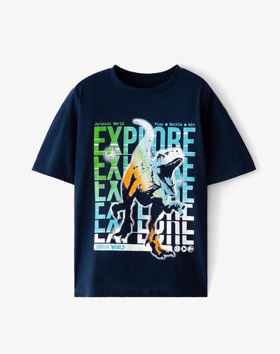 Camiseta regular fit manga corta azul oscuro