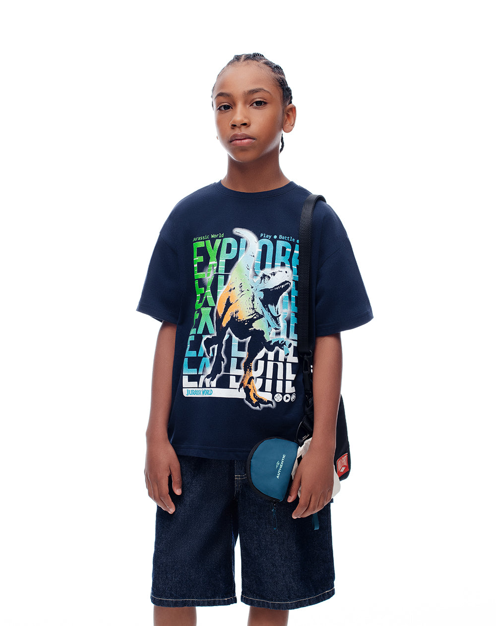 Camiseta regular fit manga corta azul oscuro