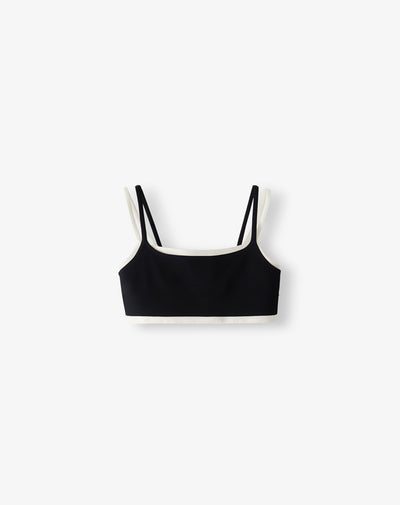 Top deportivo soporte medio negro mujer
