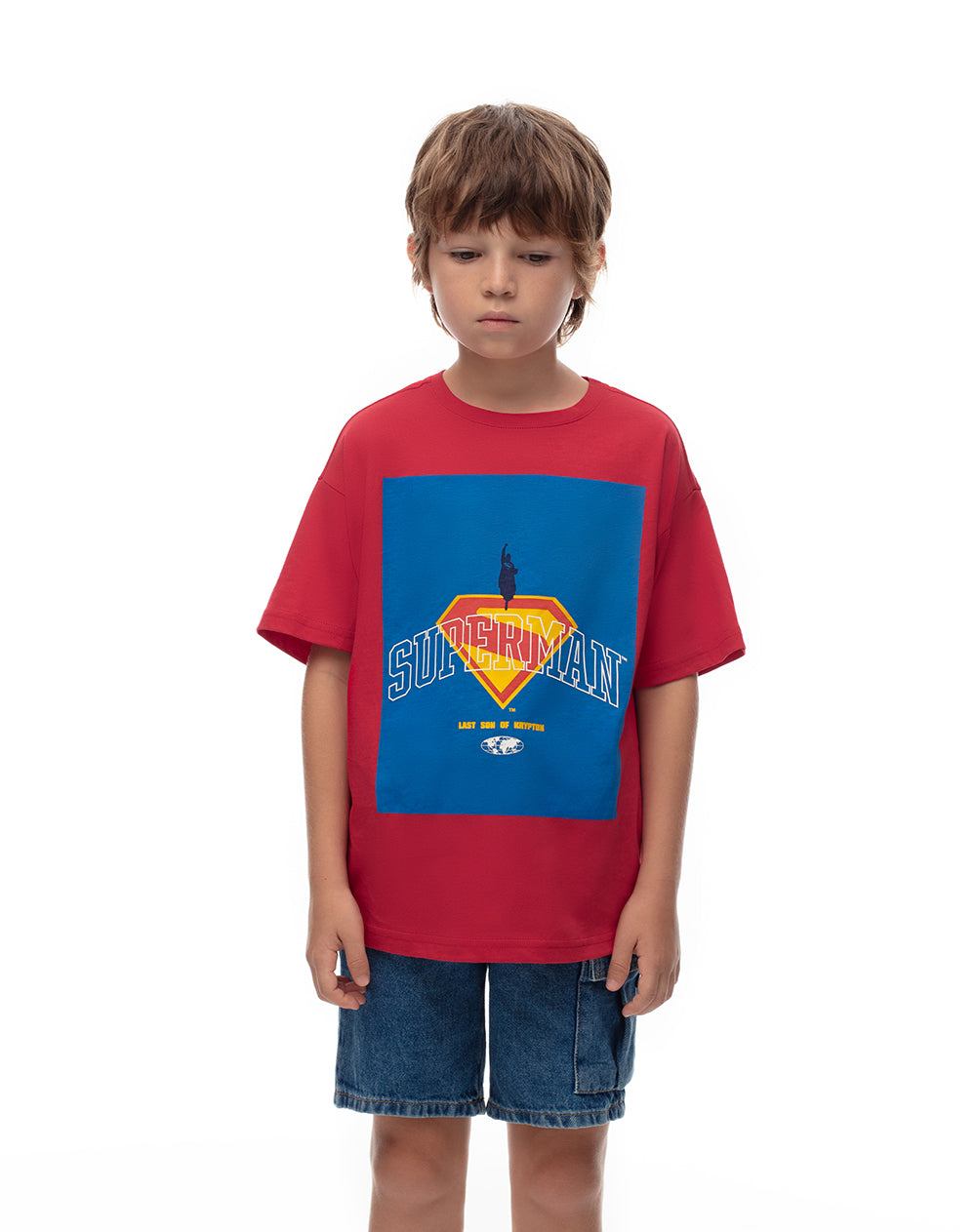 Camiseta algodón Superman roja niño