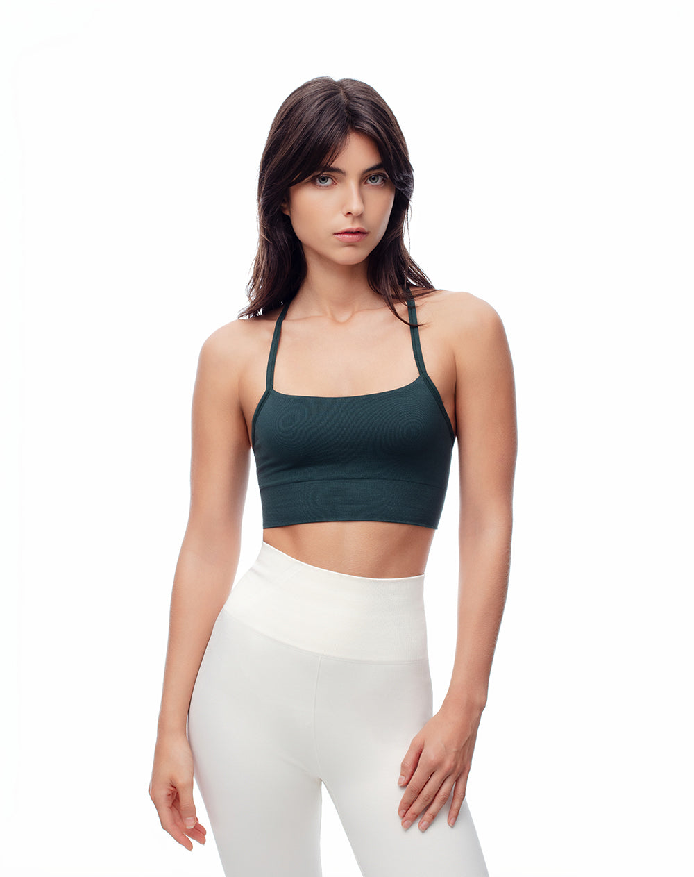 Top deportivo soporte medio seamless verde