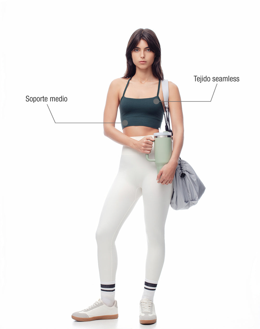 Top deportivo soporte medio seamless verde