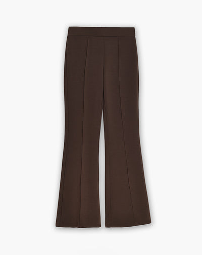 Pantalón tiro medio bota campana chocolate mujer
