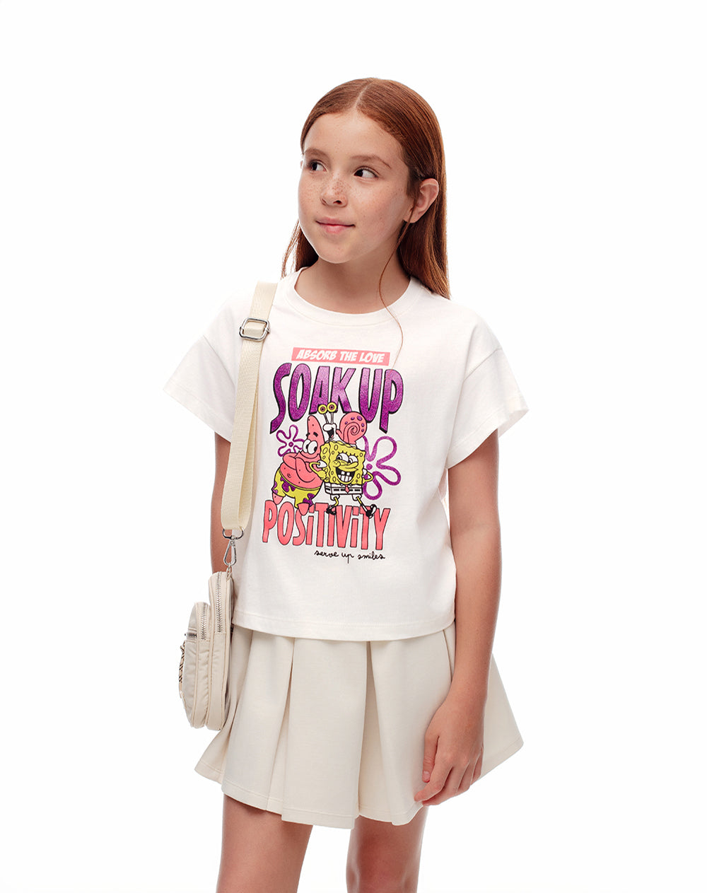 Camiseta regular Bob Esponja blanca niña