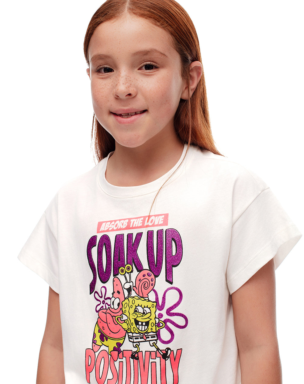 Camiseta regular Bob Esponja blanca niña