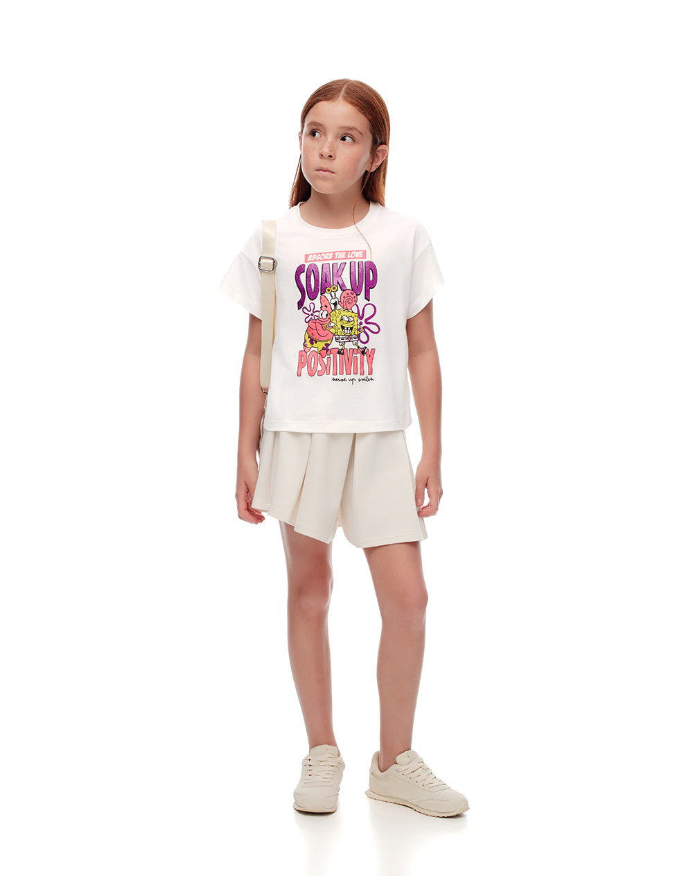 Camiseta regular Bob Esponja blanca niña