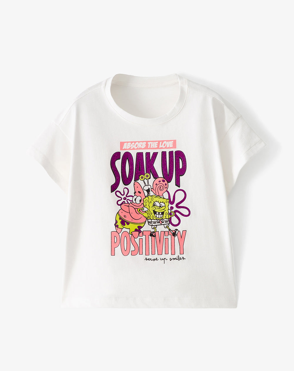 Camiseta regular Bob Esponja blanca niña