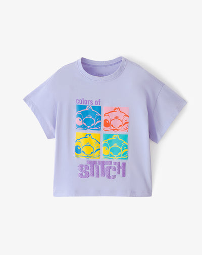 Camiseta relaxed fit manga corta lavanda