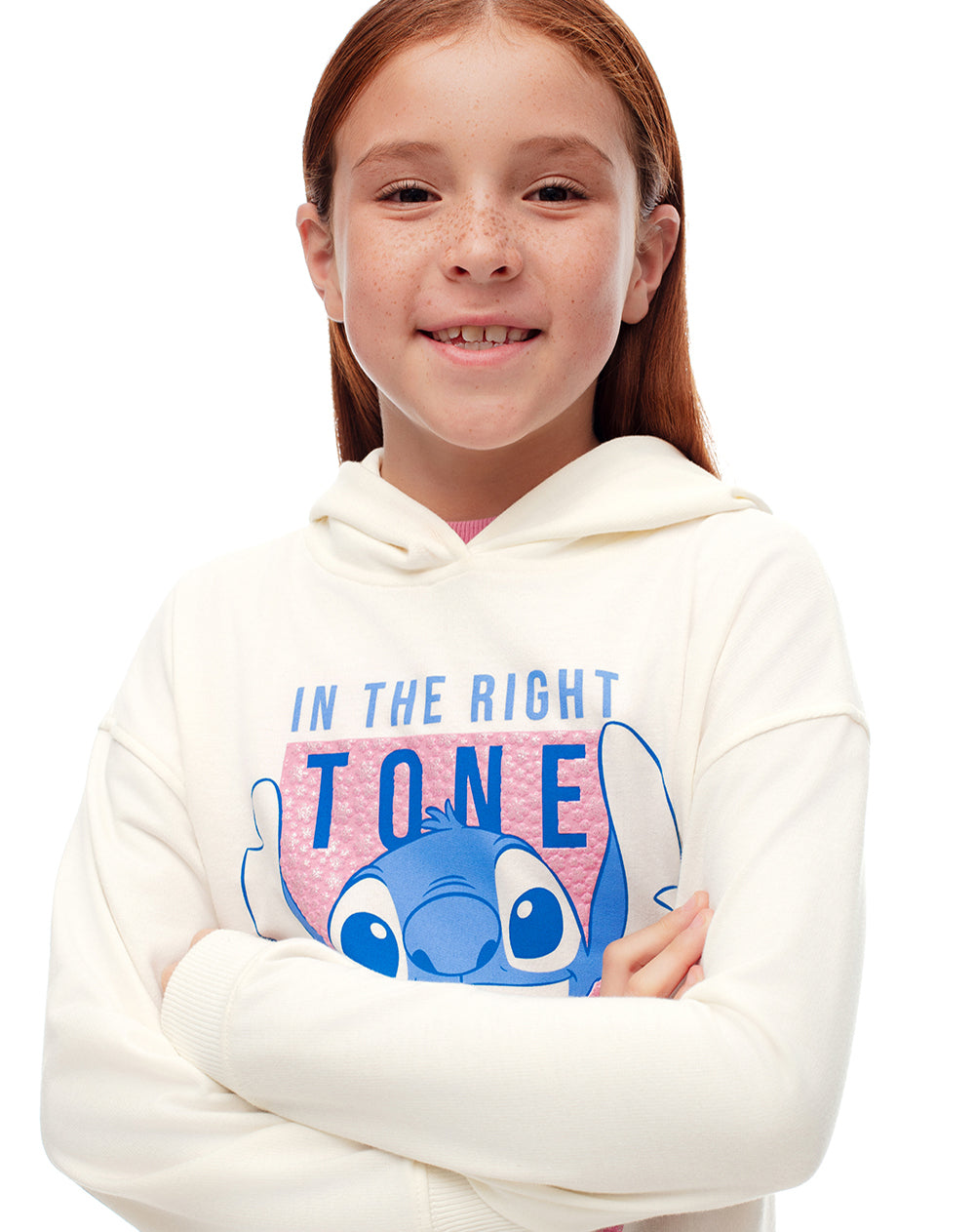 Buzo regular Stitch vainilla niña