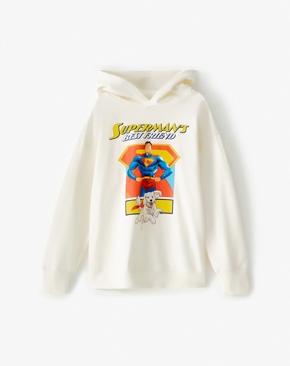 Buzo tipo hoddie Superman en algodón crema niño