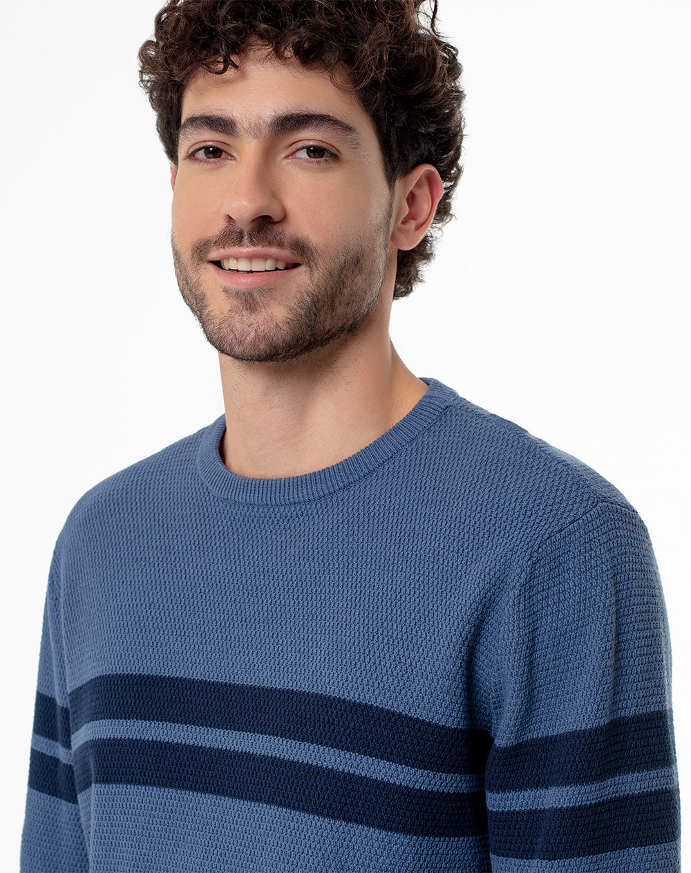 Buzo regular fit azul rayas