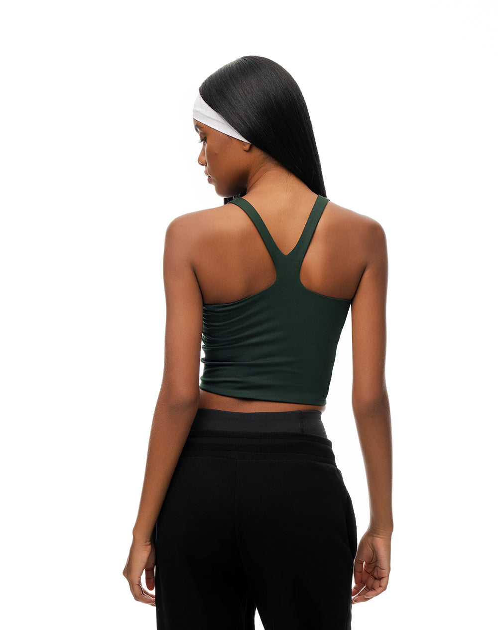 Crop top deportivo secado rápido uso 2 en 1 verde mujer