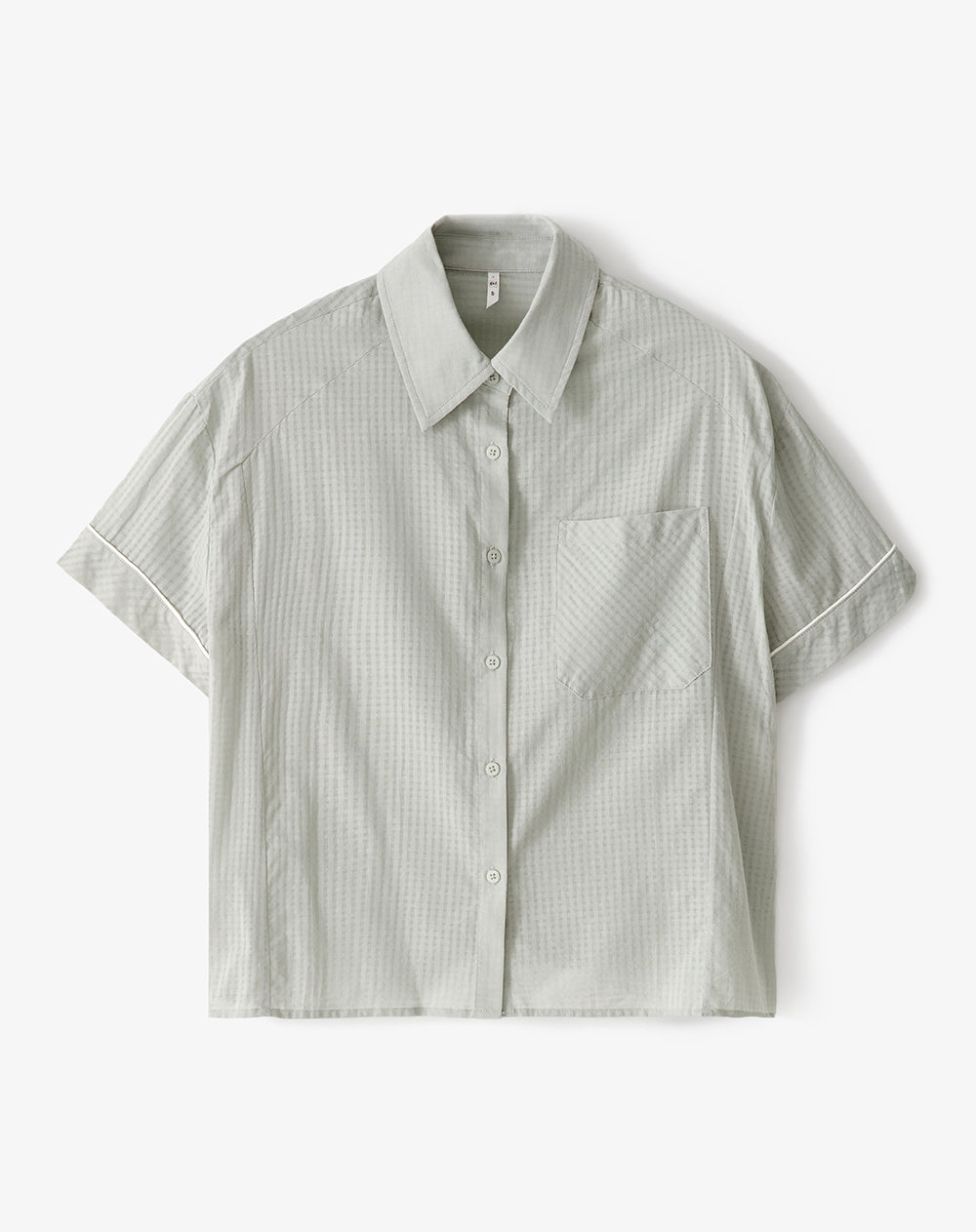 Camisa relaxed manga larga verde mujer
