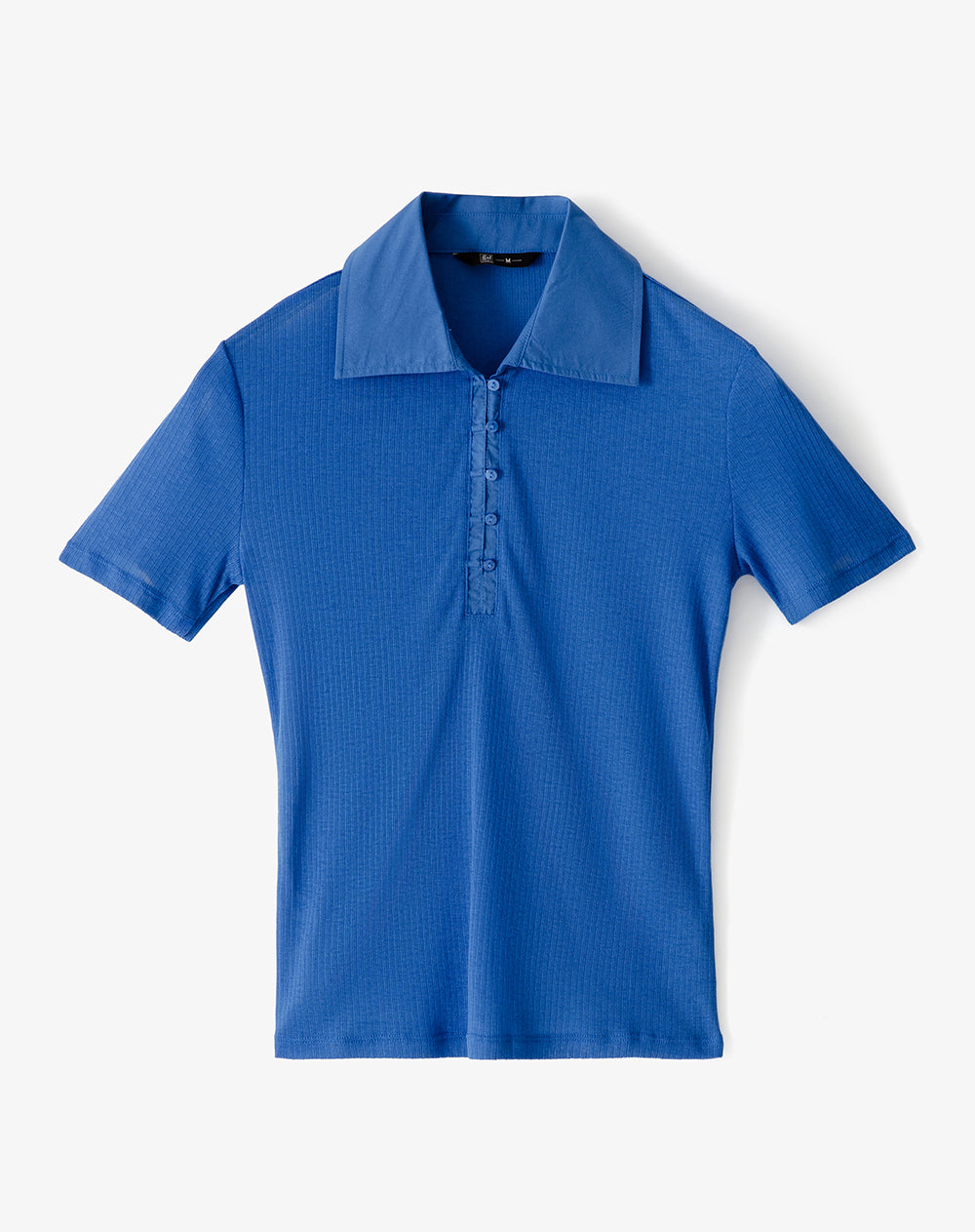 Polo slim tejido de punto azul mujer