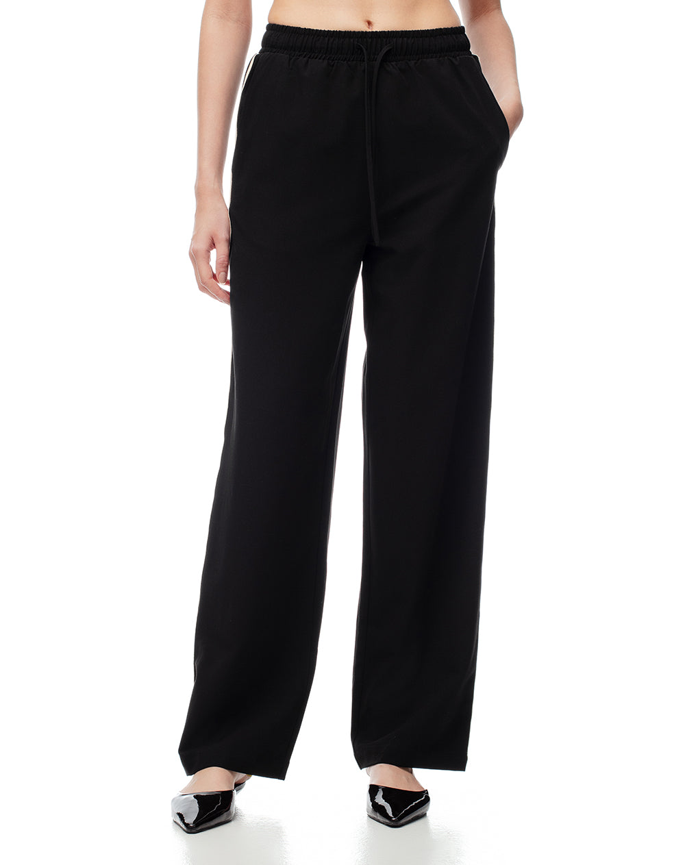 Pantalón relaxed fit tiro medio negro