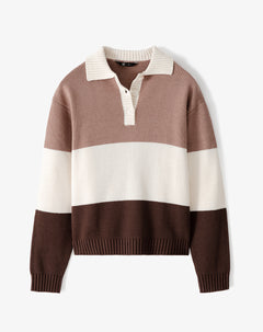 Buzo regular fit cafe bloques