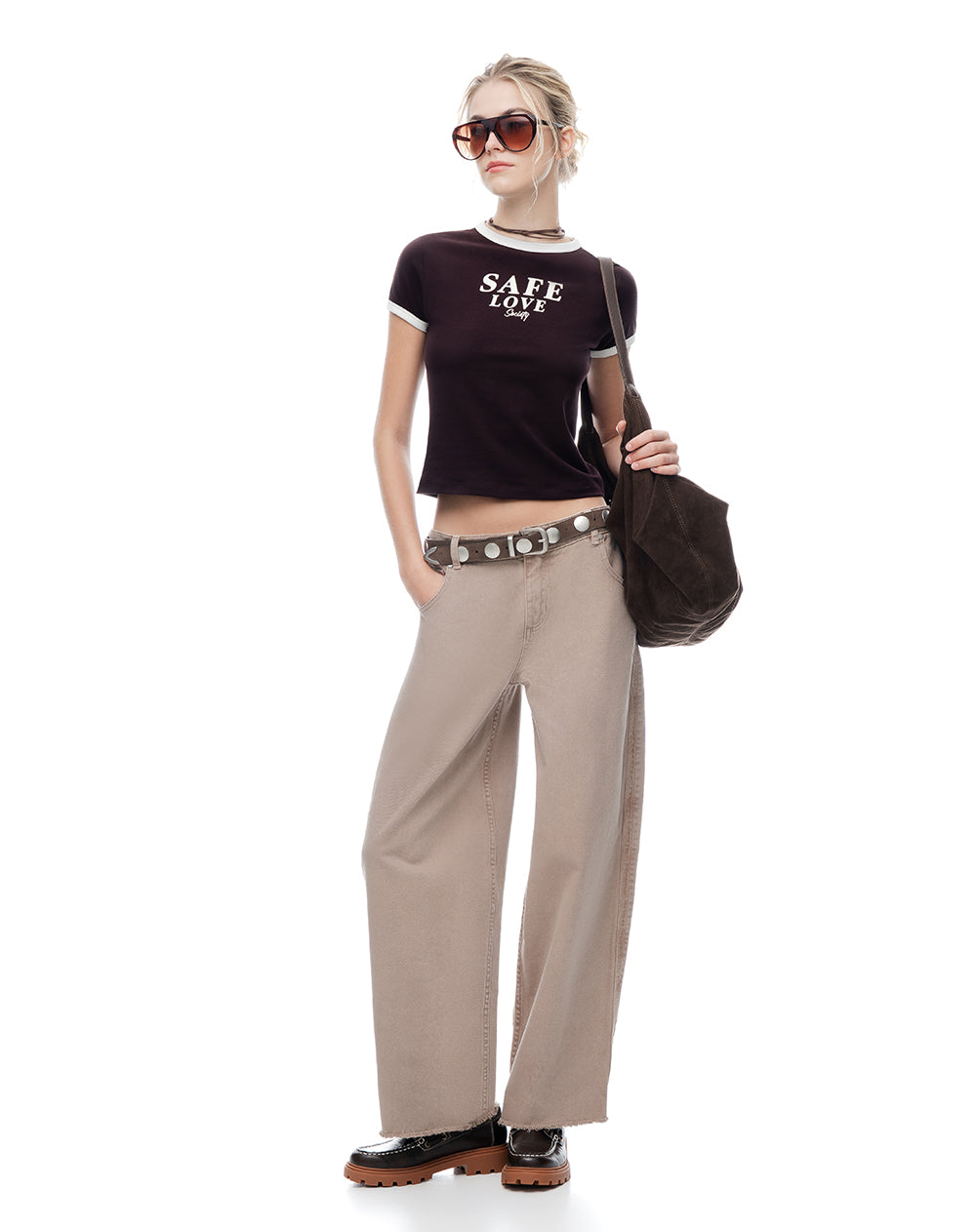 Camiseta slim manga corta vino tinto mujer