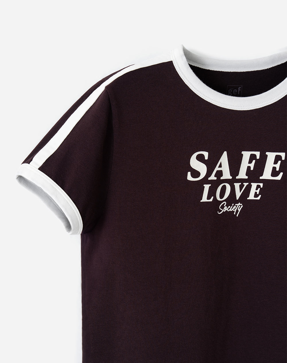 Camiseta slim manga corta vino tinto mujer