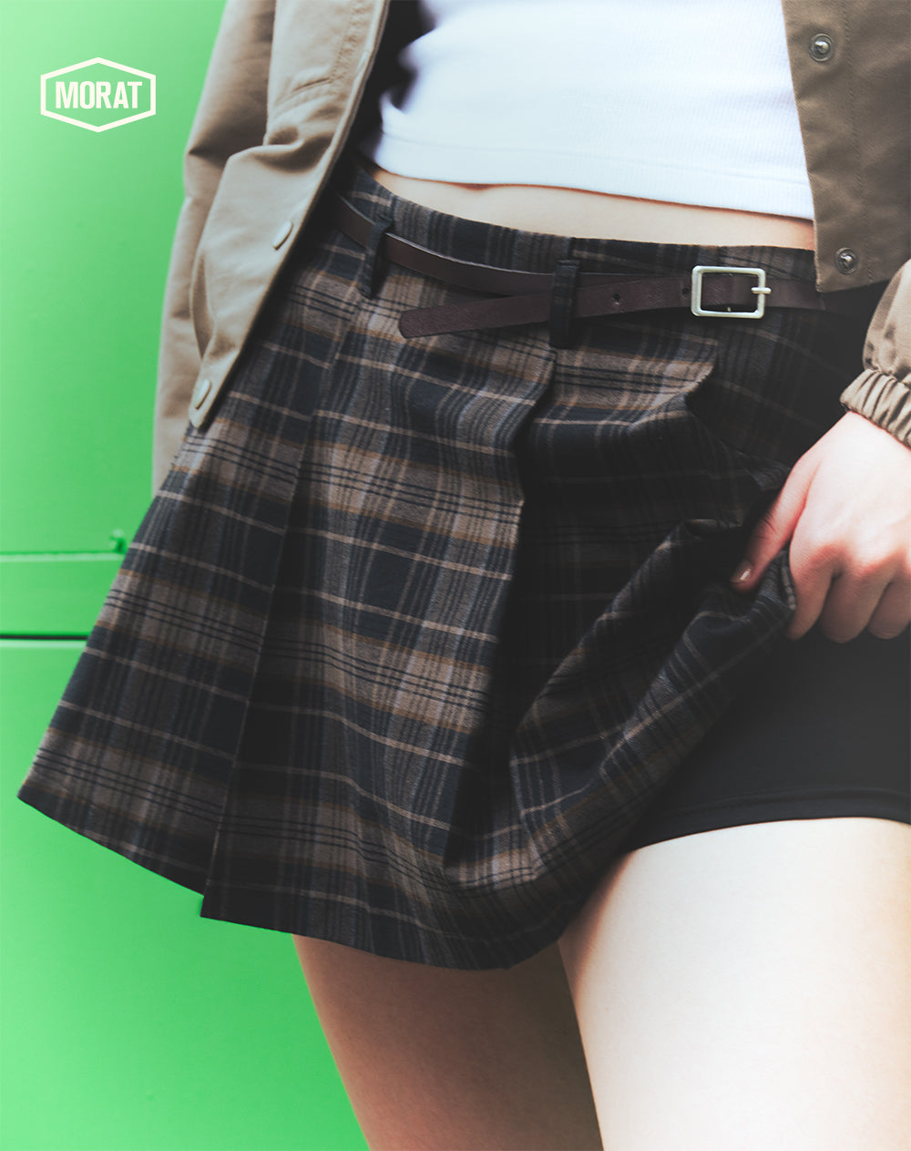 Falda tableada con short interno cuadros mujer GEF | MORAT