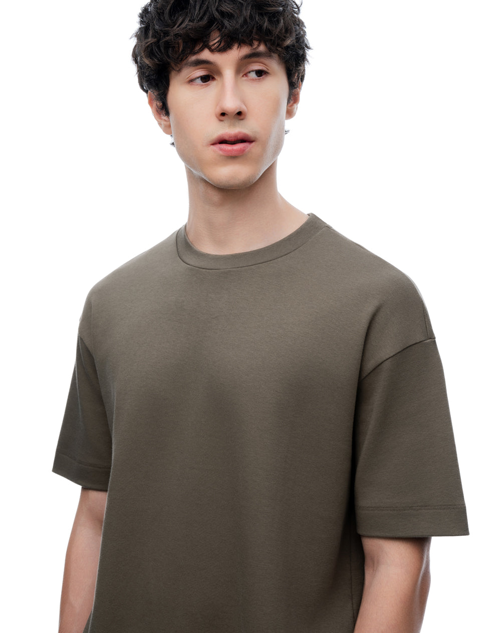 Camiseta manga corta regular café hombre