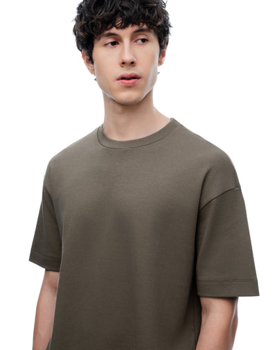 Camiseta manga corta regular café hombre