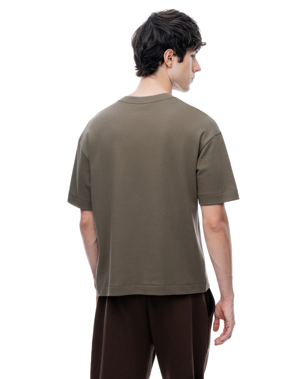 Camiseta manga corta regular café hombre