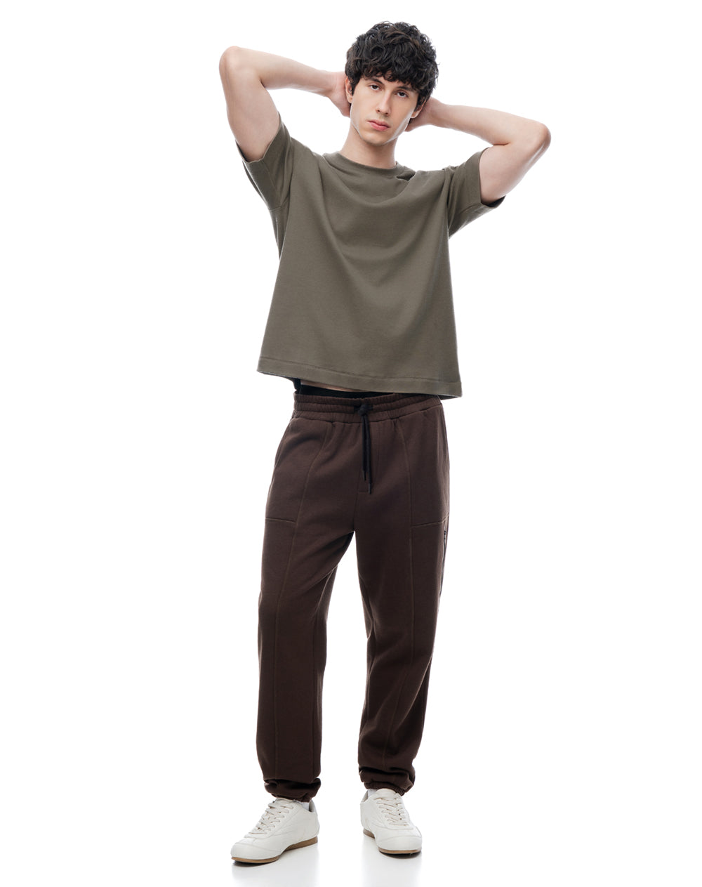 Camiseta manga corta regular café hombre