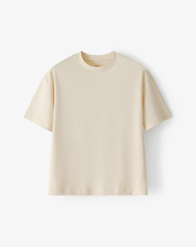 Camiseta regular manga corta crema hombre