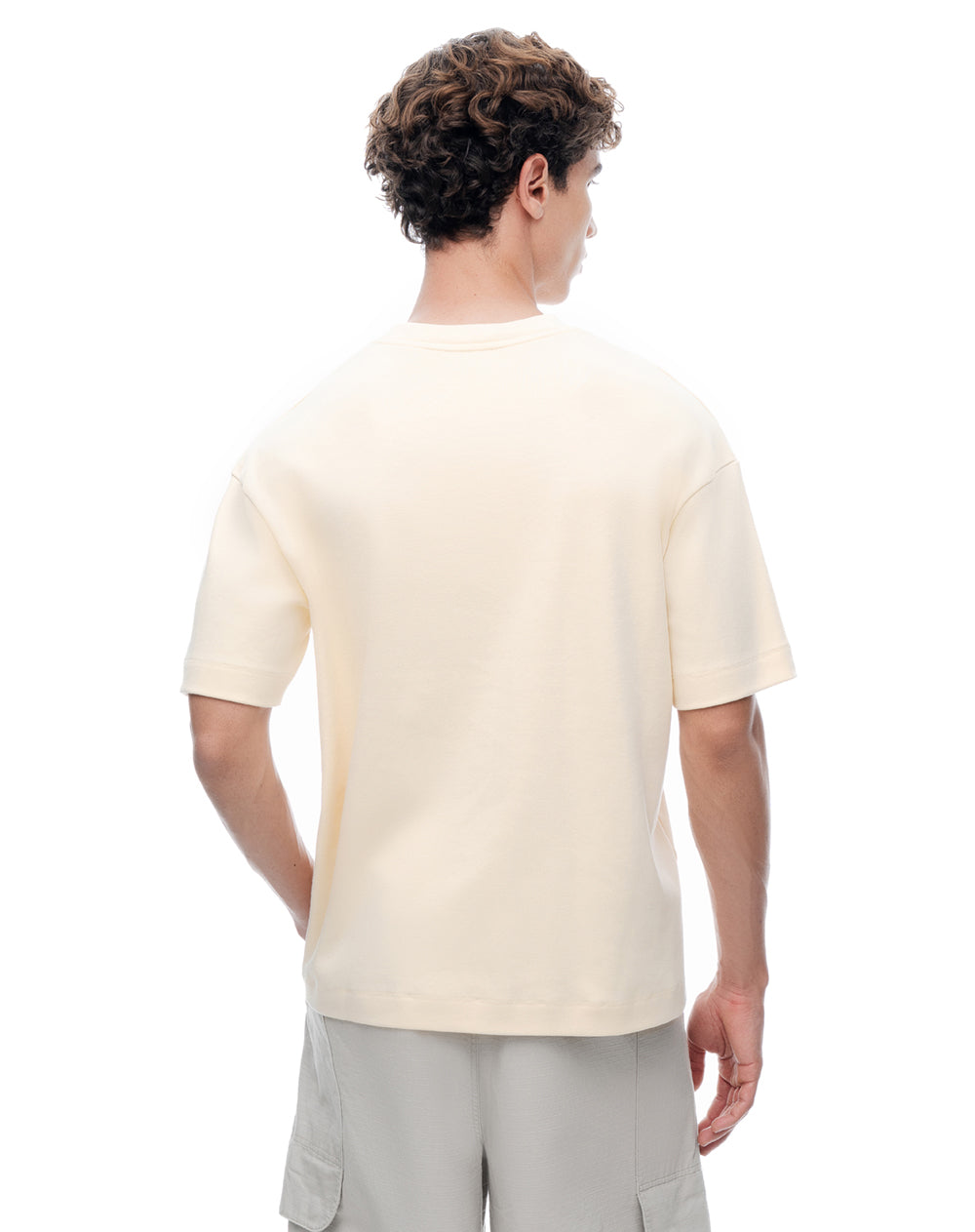 Camiseta regular manga corta crema hombre