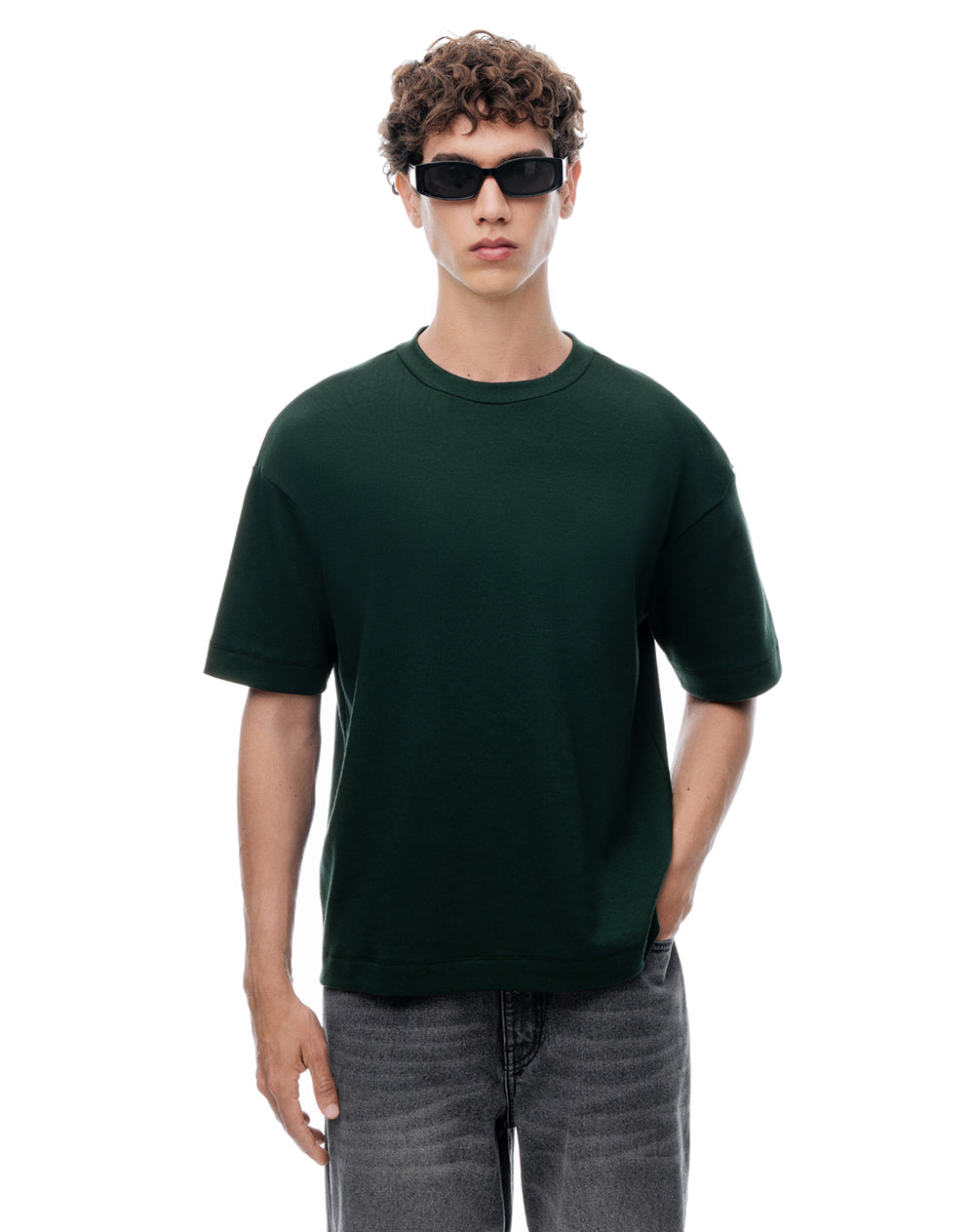 Camiseta regular manga corta verde hombre