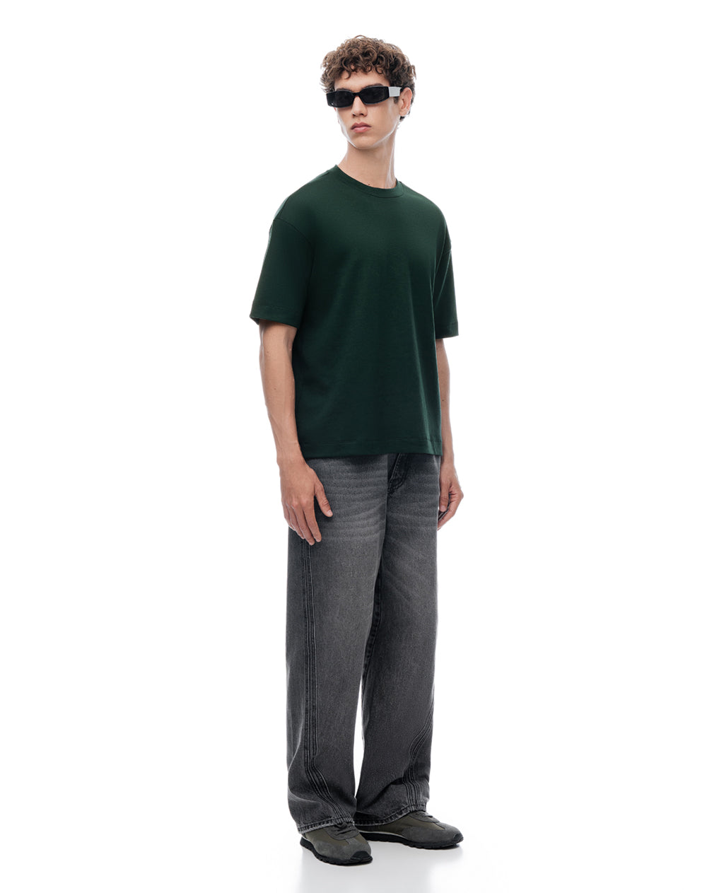Camiseta regular manga corta verde hombre