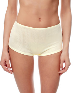 Short de pijama punto calado amarillo mujer