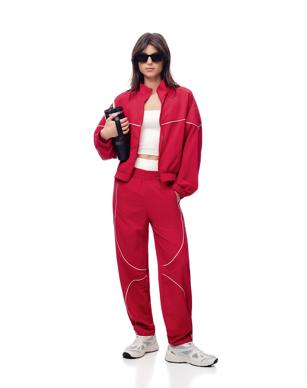 Pantalón deportivo secado rápido rojo mujer