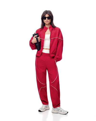 Pantalón deportivo secado rápido rojo mujer