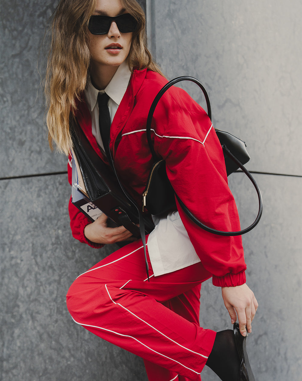 Pantalón deportivo secado rápido rojo mujer