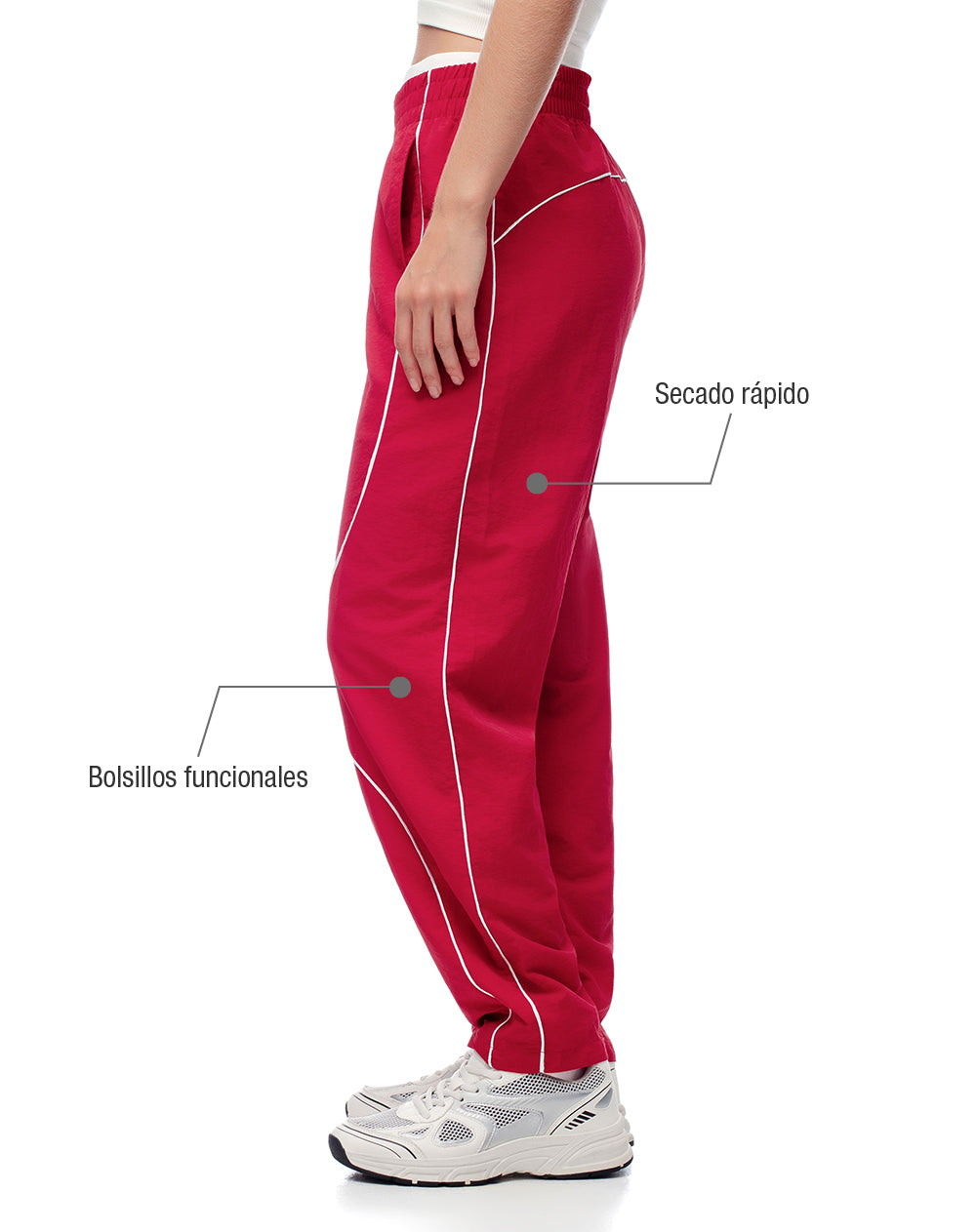 Pantalón deportivo secado rápido rojo mujer