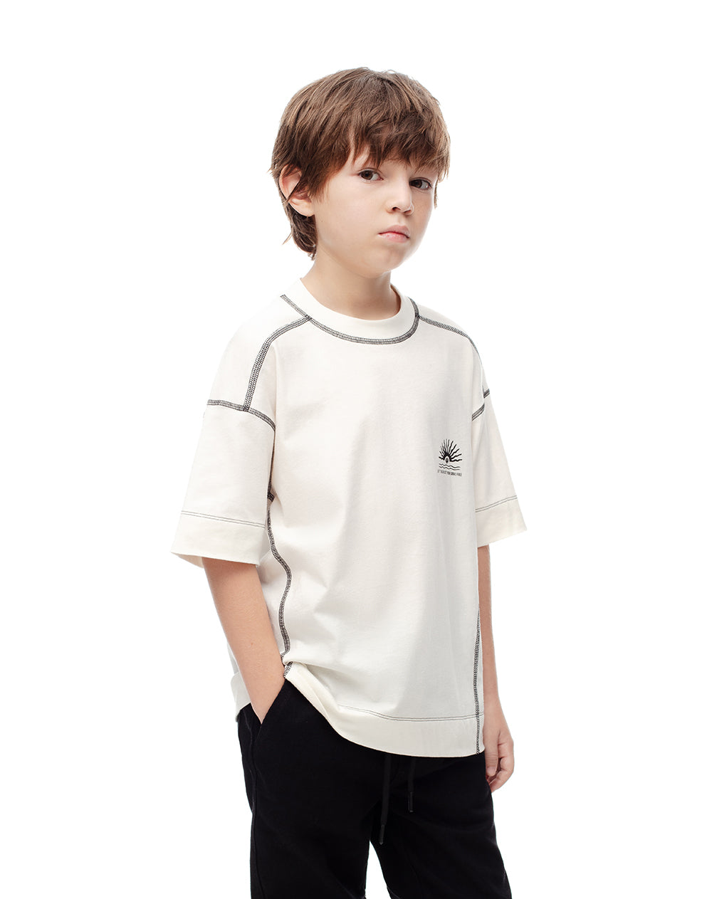 Camiseta oversized fit manga corta vainilla