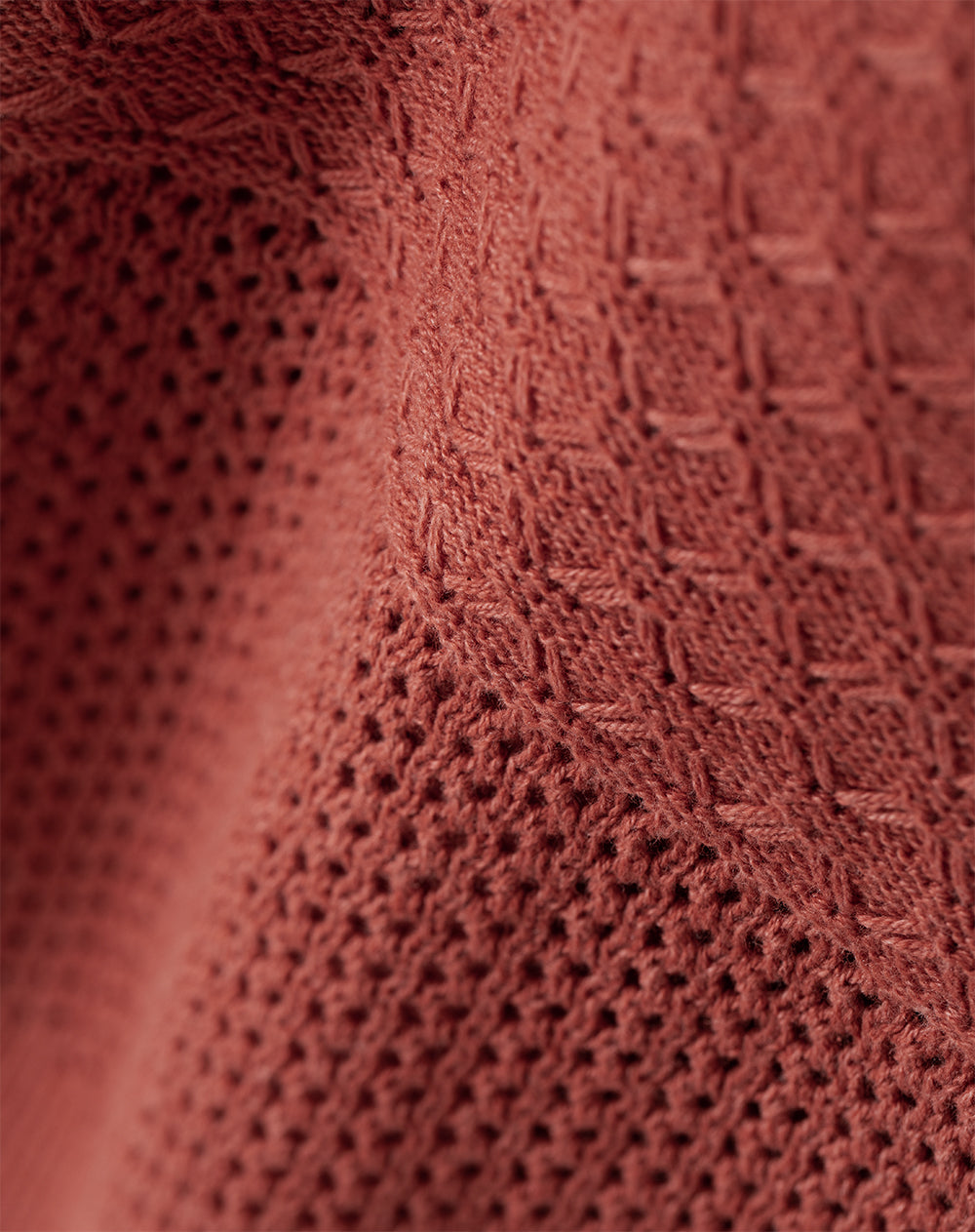 Falda midi tejida calada terracota mujer