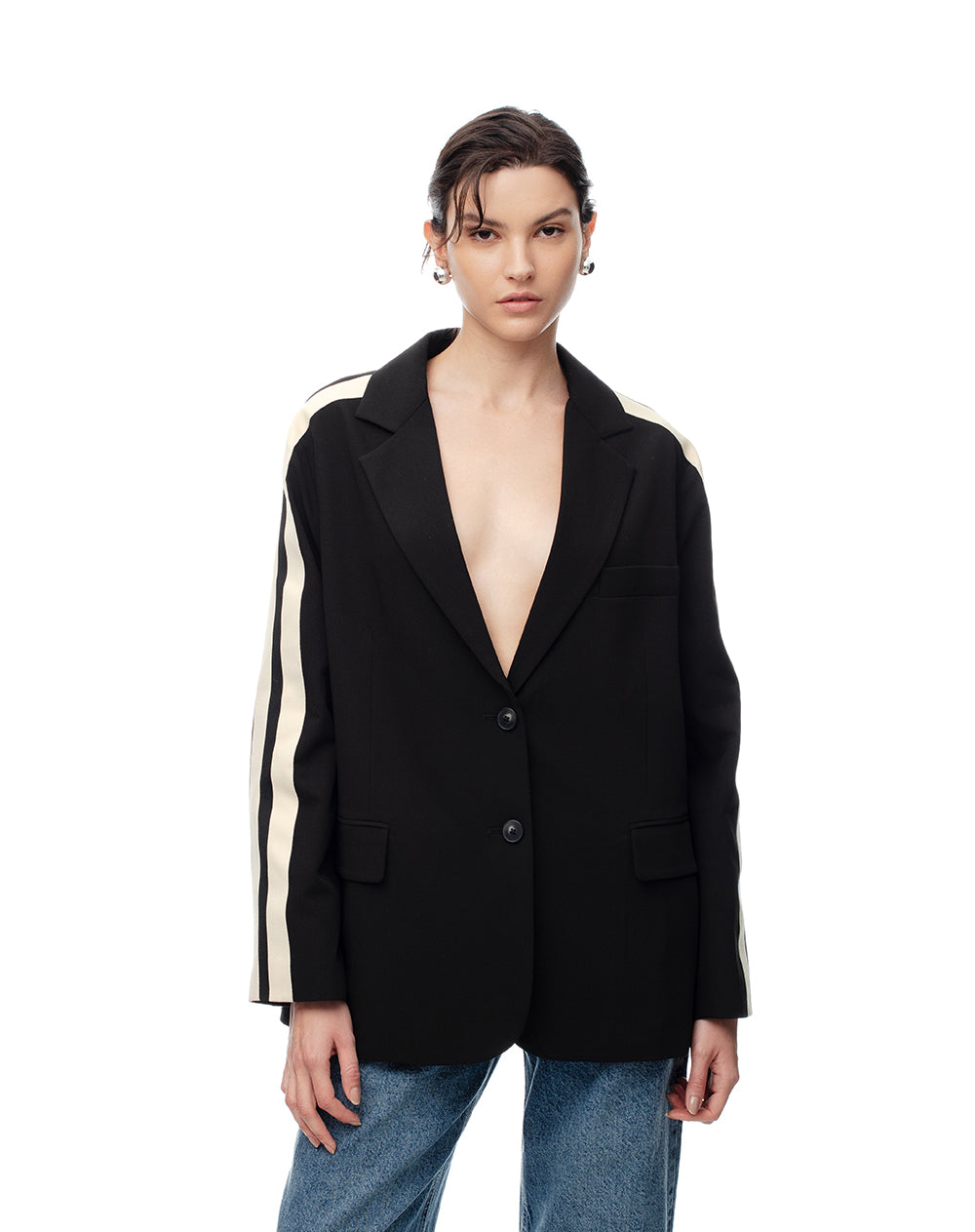 Chaqueta loose fit sin capucha negra