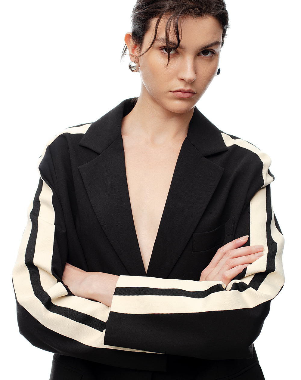 Chaqueta loose fit sin capucha negra