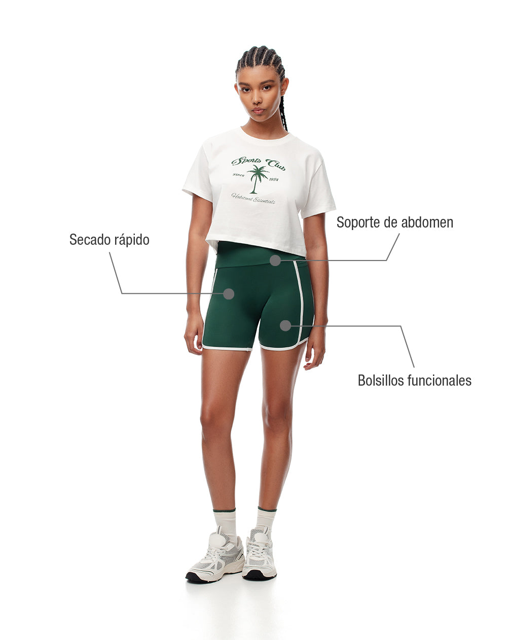 Biker deportivo secado rápido verde mujer