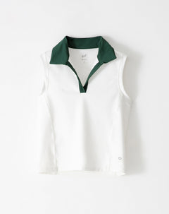 Camiseta esqueleto deportivo mujer cuello tipo polo blanca