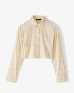 Camisa cropped fit manga larga amarillo rayas